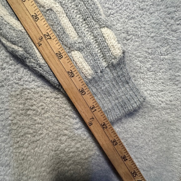 Vintage Reed‎ St. James Gray White Cable Knit Sweater Crew Neck Made in USA - Picture 6 of 7